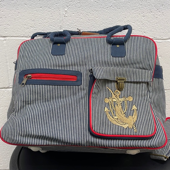 Paul Frank Large Nautical Weekender W/ Removeable Shoulder Strap Red/White/Blue - Picture 1 of 8